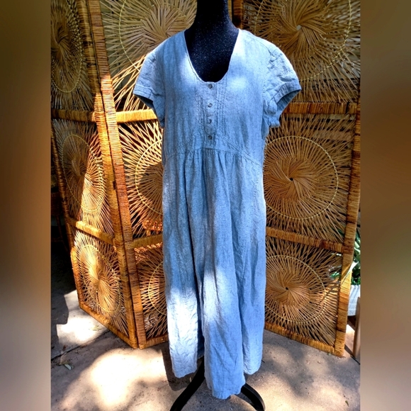 Poetry Light Blue Button-Front 100% Cotton Dress_18